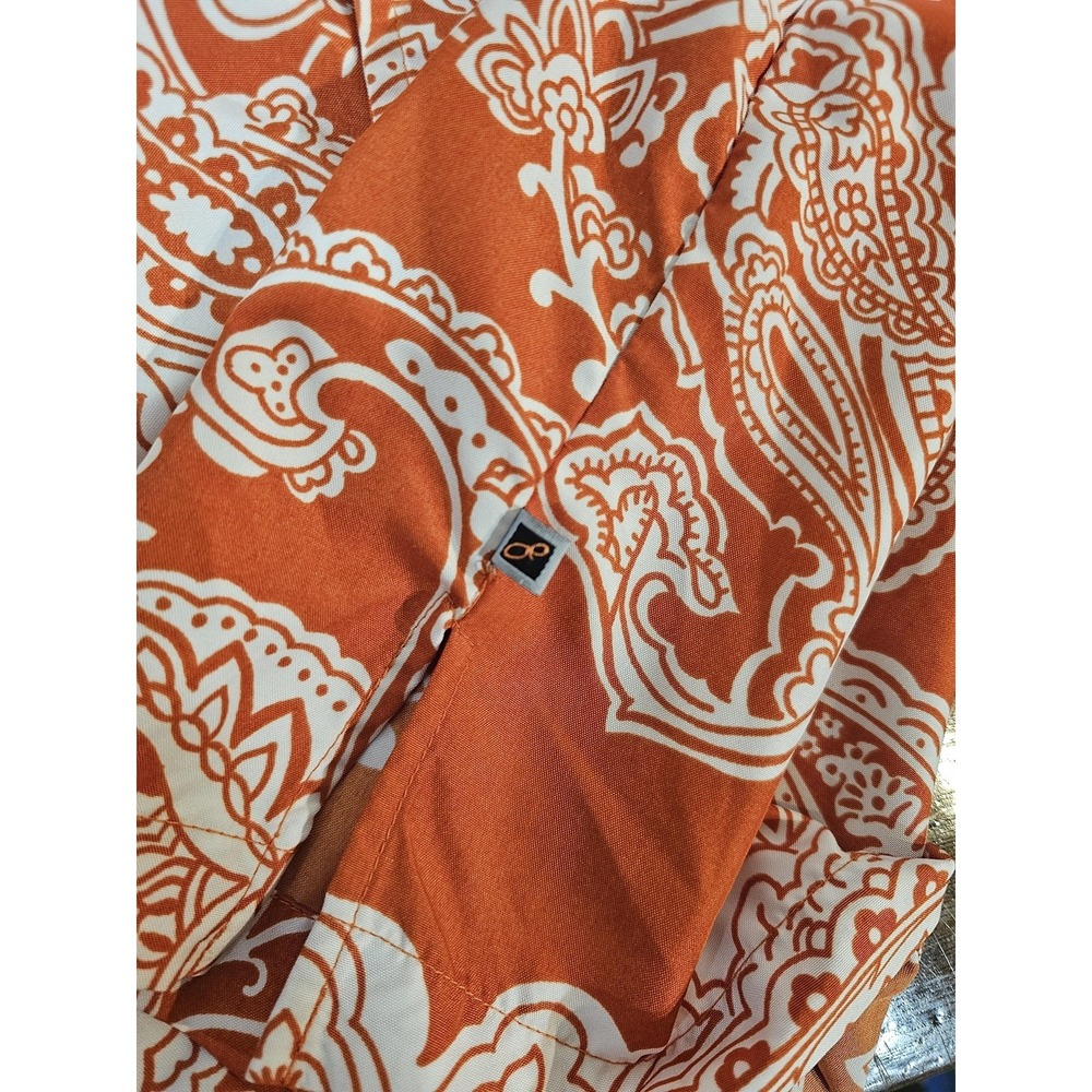 OP Shirt Mens Medium Orange Paisley Hawaiian Aloha Button Up Short Sleeve Casual - Picture 3 of 6